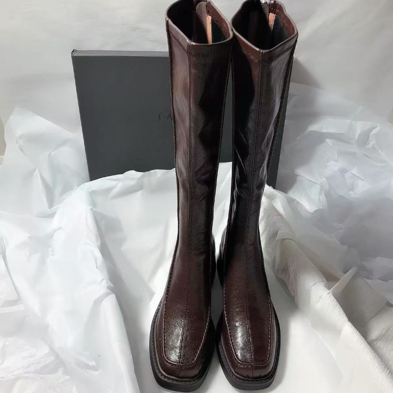 Women'S Fashion Knee High Boots - Damskie długie buty z okrągłym noskiem