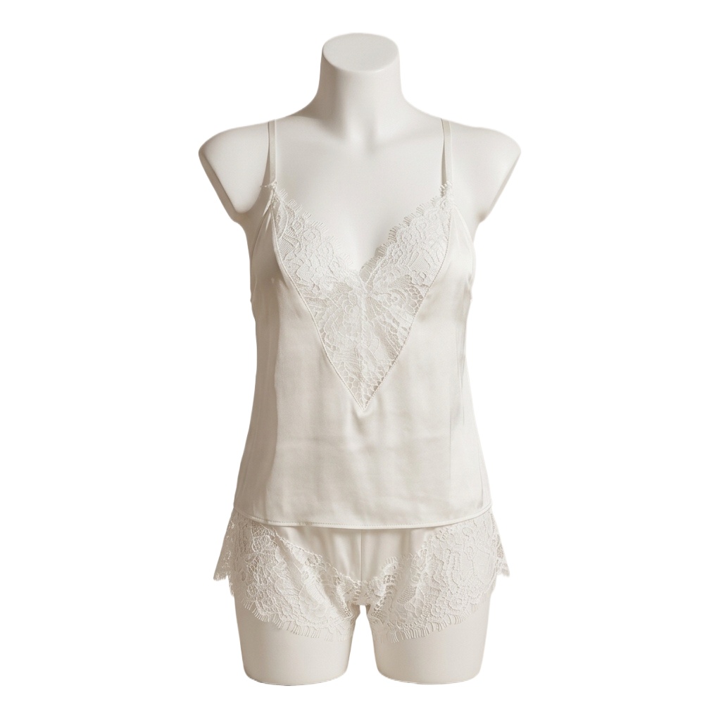 Damski zestaw piżamowy, jedwab – Lace Trim Cami recenzja i cena